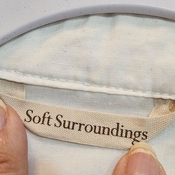 Soft Surroundings Medium White Eylet Lace Zip Jacket Cottagecore Boho Pockets - Picture 7 of 9